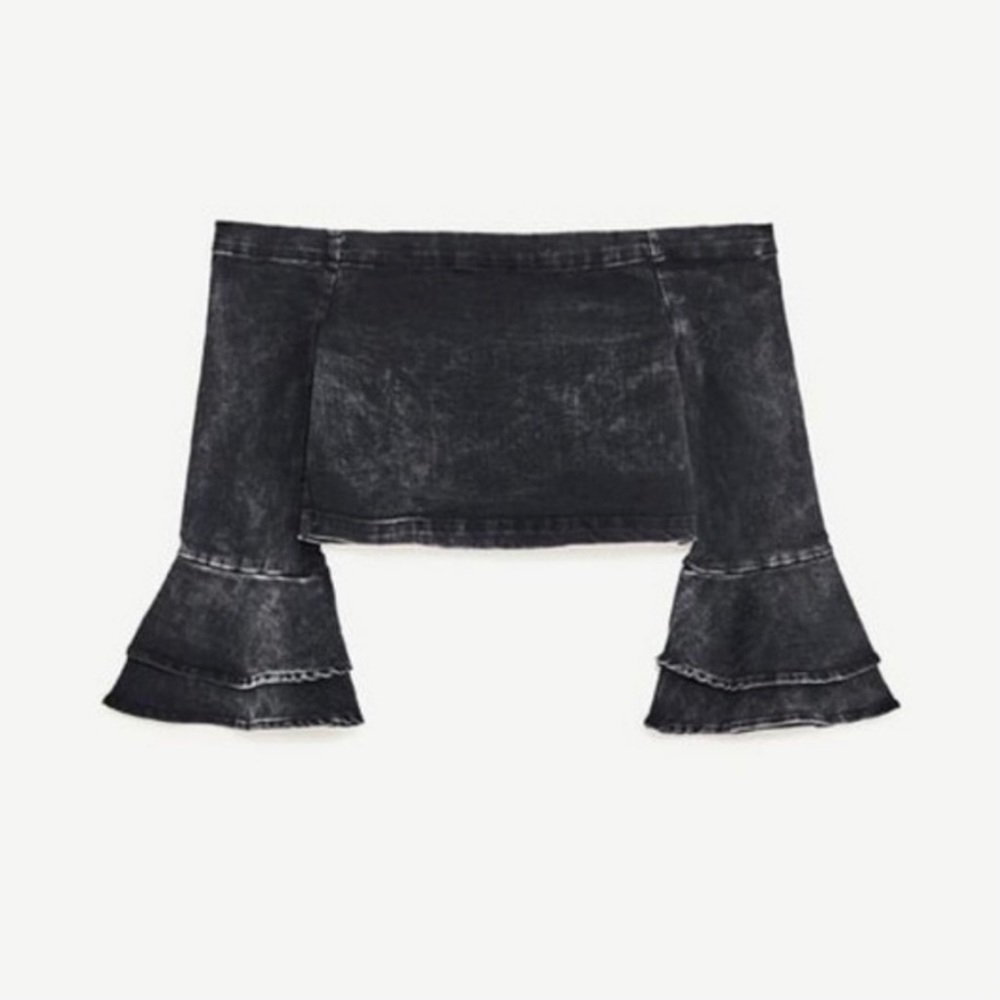 ZARA Denim Bell Steve Cropped Top